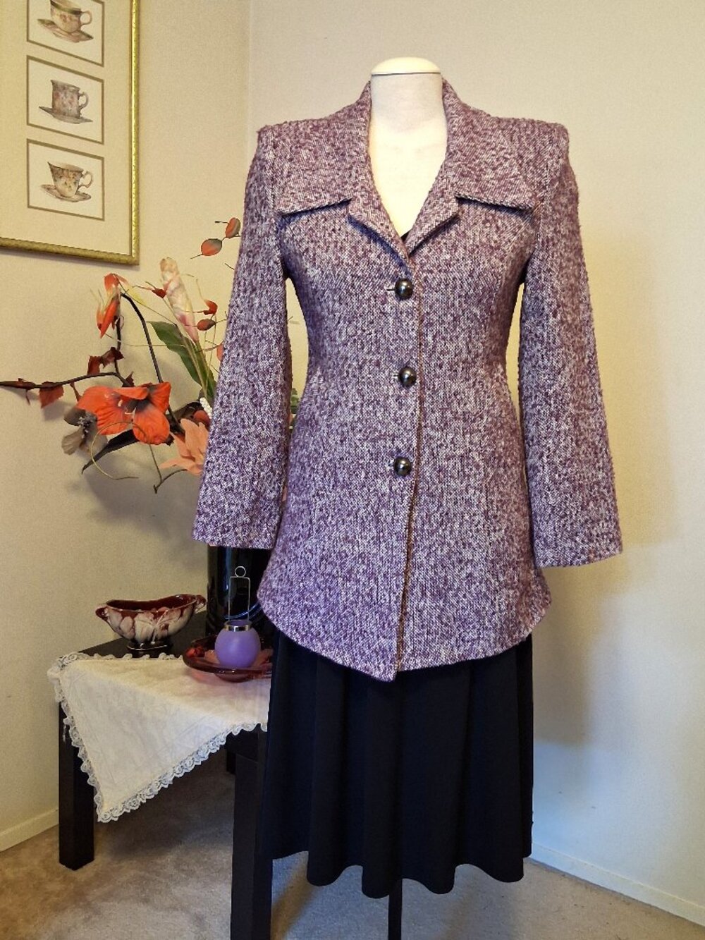 Women’s Cotton Blend Purple Lined Blazer Jacket Tailored Blazers Workwear S